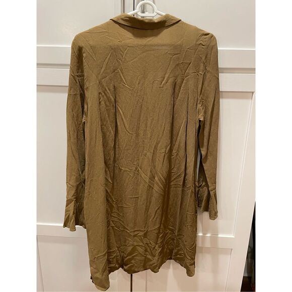 Free People Long Slit Sleeve Mini Dress Pockets Sz M - Picture 2 of 5